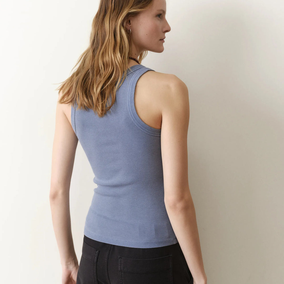 Lexi Rib Scoop Tank | Vintage Indigo