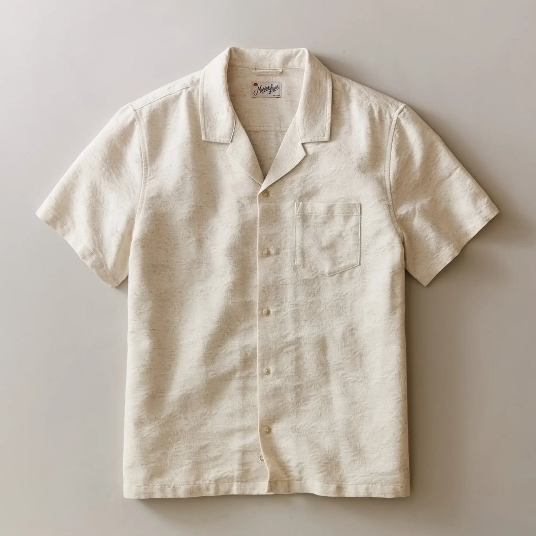 Elio Jacquard Resort Shirt | Natural/Tan