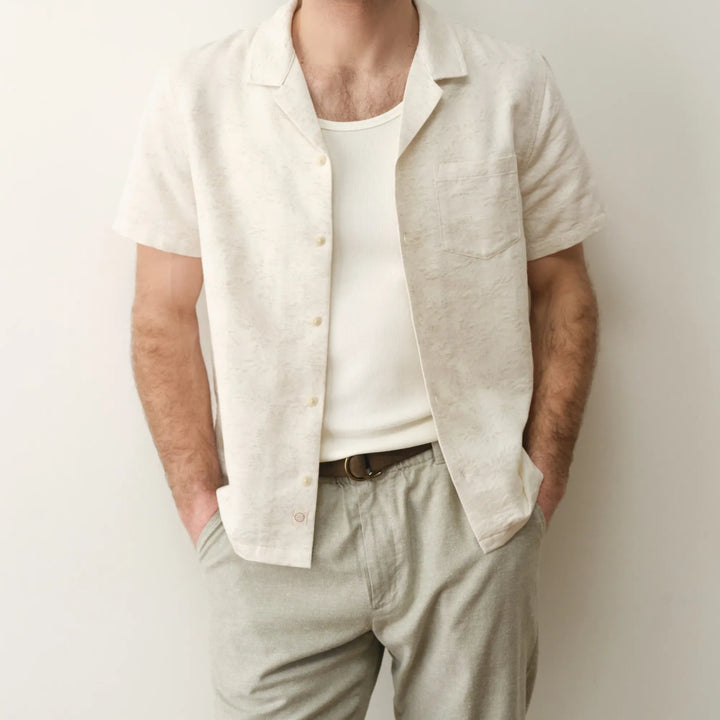 Elio Jacquard Resort Shirt | Natural/Tan