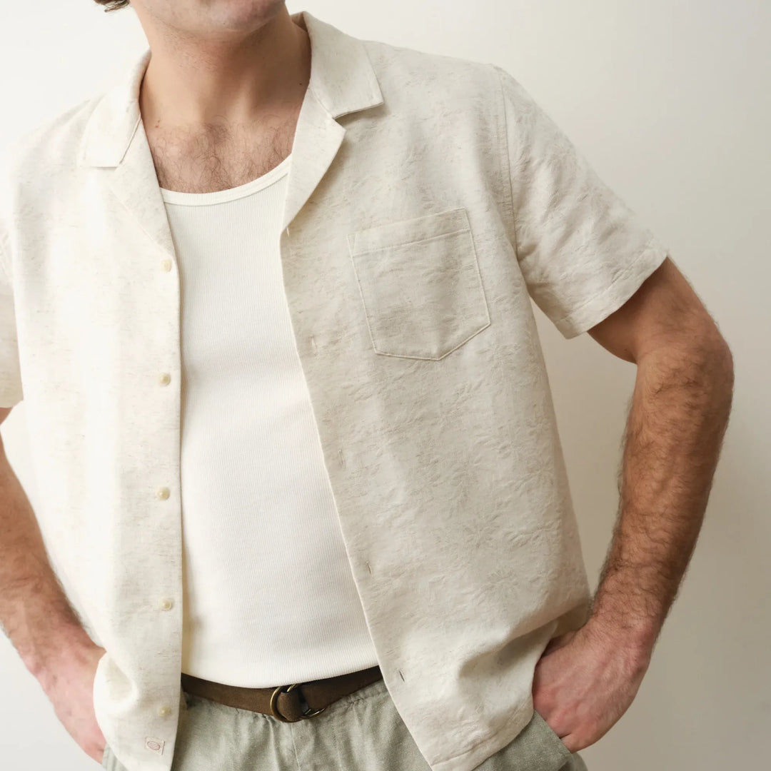 Elio Jacquard Resort Shirt | Natural/Tan