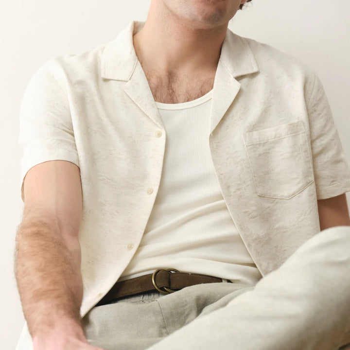 Elio Jacquard Resort Shirt | Natural/Tan