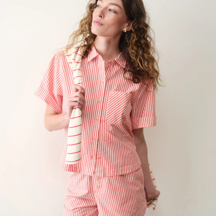 Bonnie Poplin Shirt | Cherry Stripe
