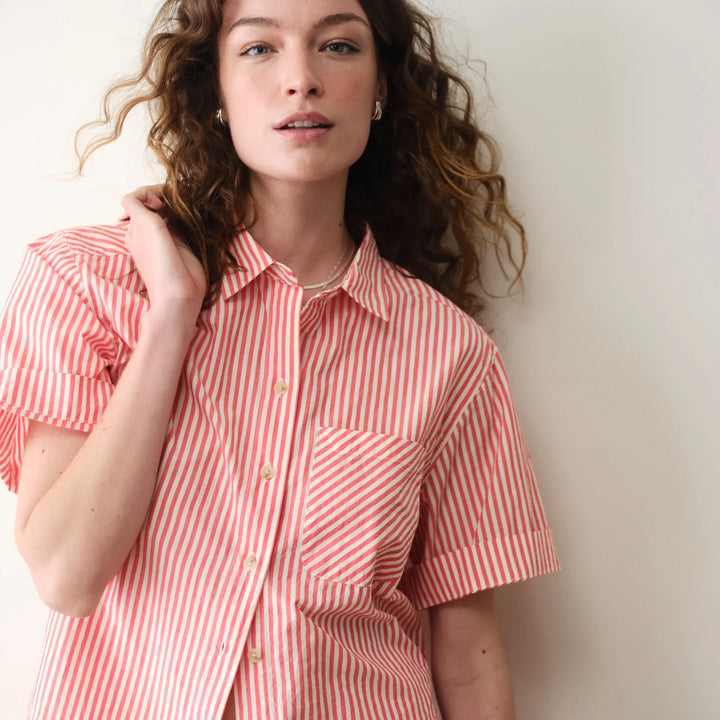 Bonnie Poplin Shirt | Cherry Stripe