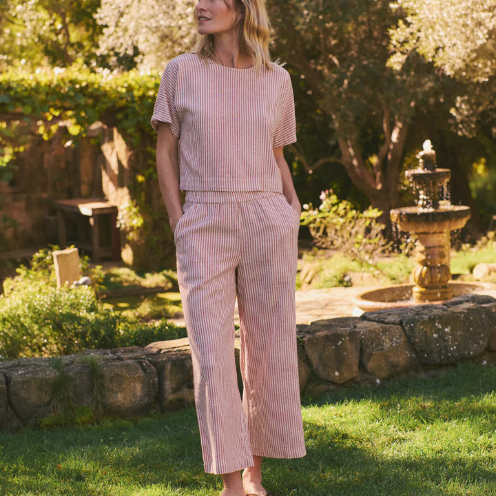 Allison Hemp Crop Trouser | Rust Stripe
