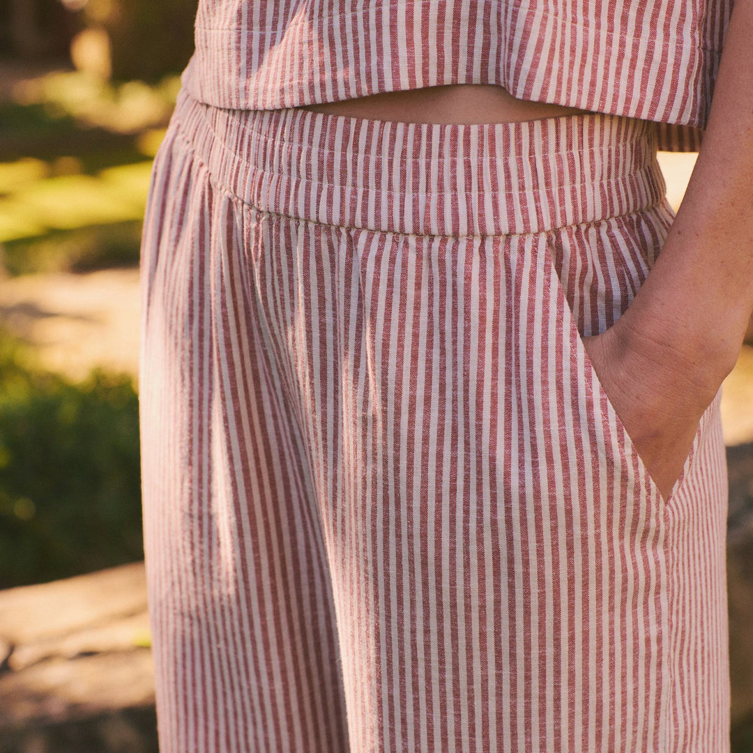 Allison Hemp Crop Trouser | Rust Stripe