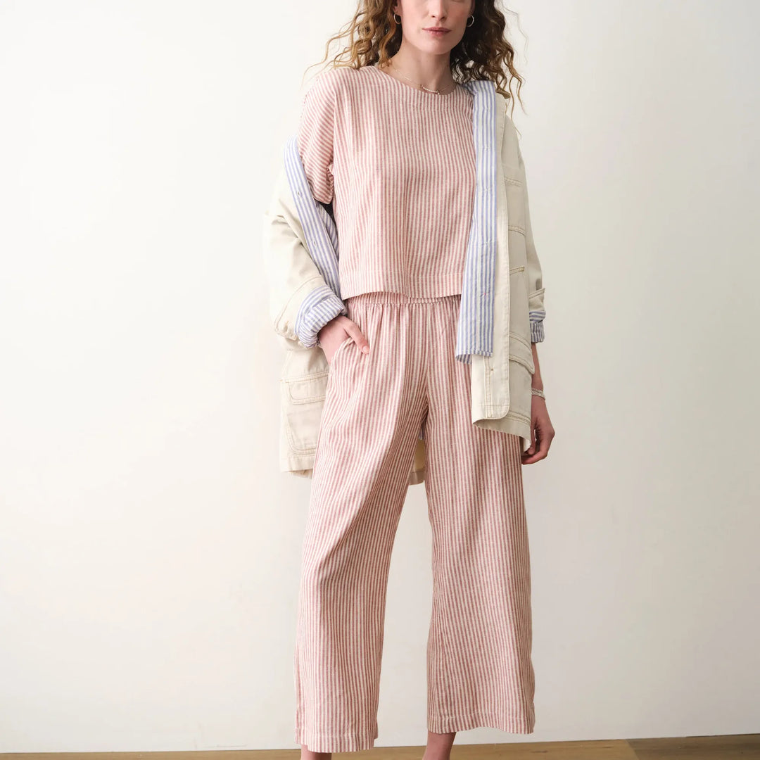 Allison Hemp Crop Trouser | Rust Stripe