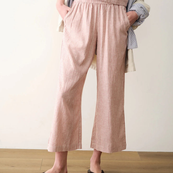 Allison Hemp Crop Trouser | Rust Stripe