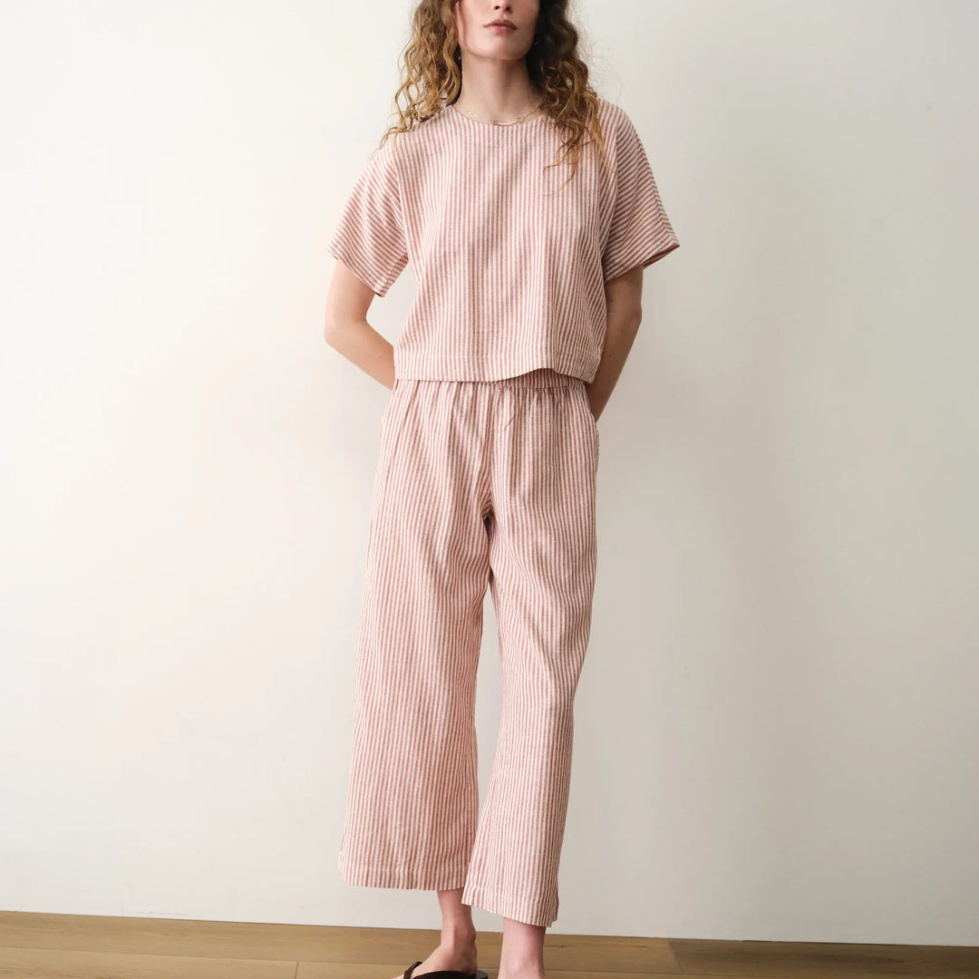 Allison Hemp Crop Trouser | Rust Stripe