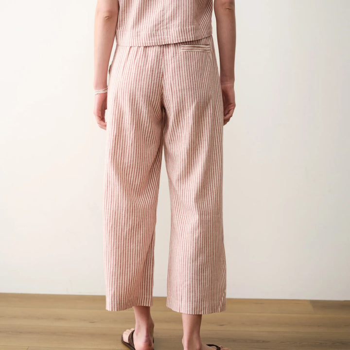 Allison Hemp Crop Trouser | Rust Stripe