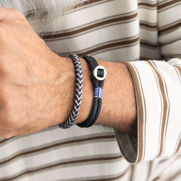 Catena Foxtail Bracelet | Navy/Silver