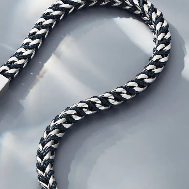 Catena Foxtail Bracelet | Navy/Silver