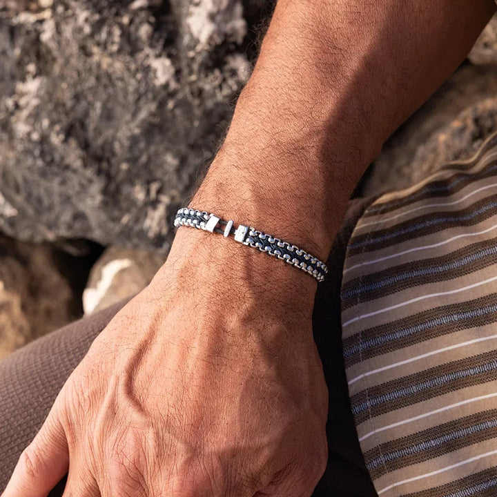 Catena Venetian 7mm Bracelet | Navy/Silver
