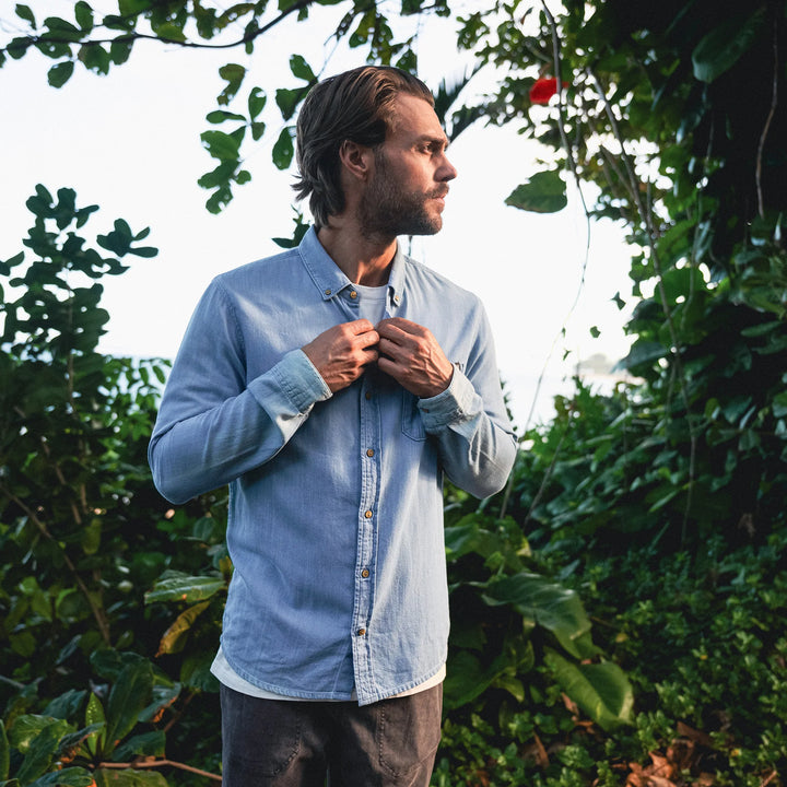 Scholar Chambray Button Up Shirt | Bleached