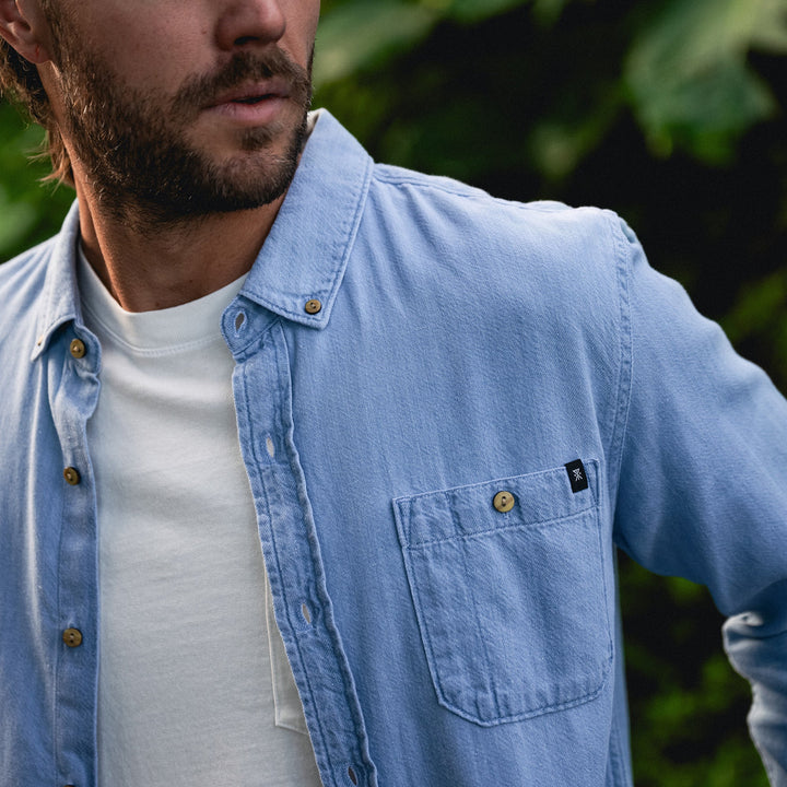 Scholar Chambray Button Up Shirt | Bleached