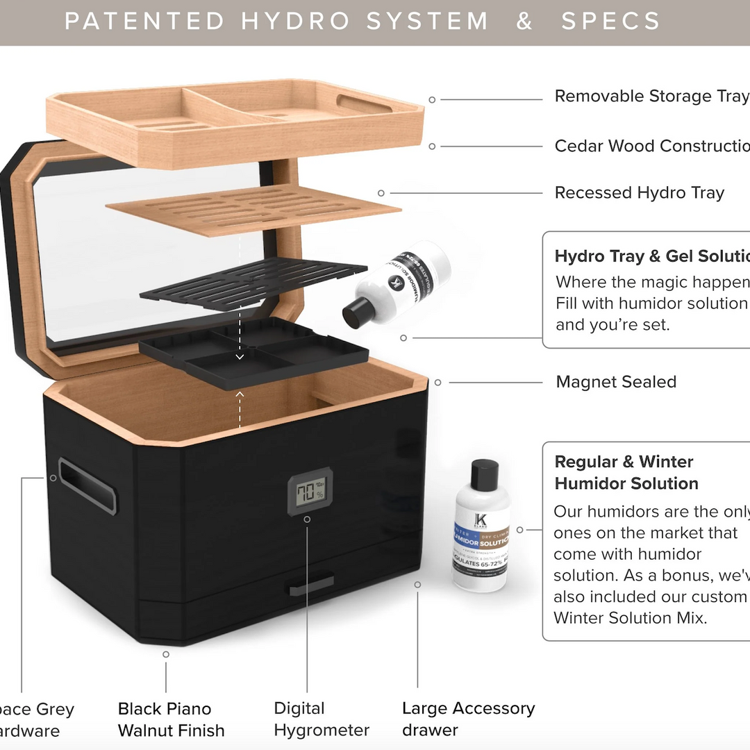 Octodor Glass Top Humidor | Black