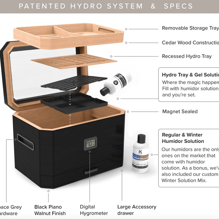 Octodor Glass Top Humidor | Black