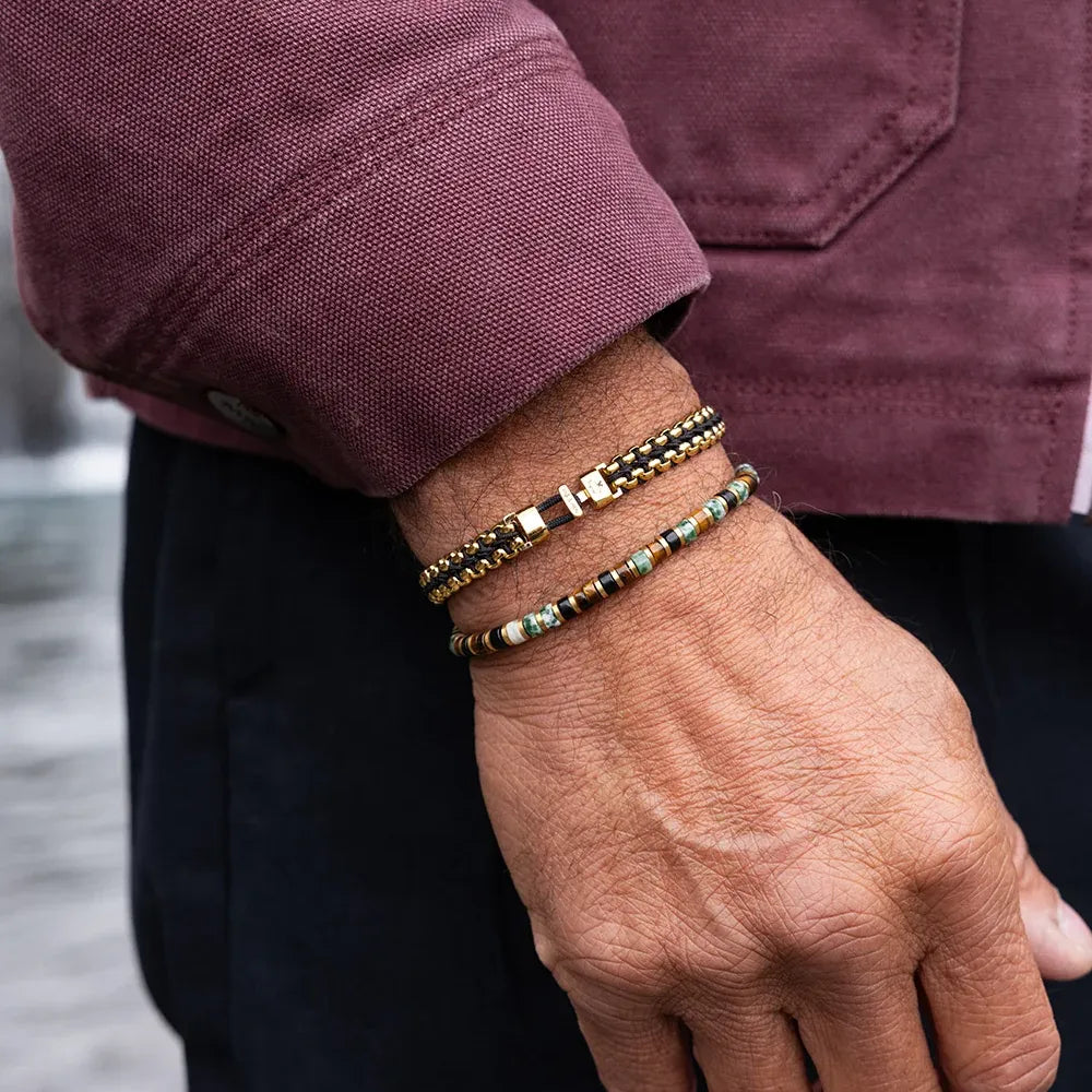 Catena Venetian 7mm Bracelet | Black/Gold