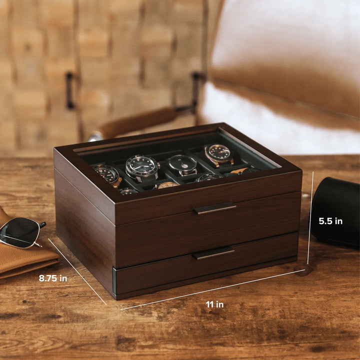 Mill Watch Box 8 Slot | Cherry Walnut Finish