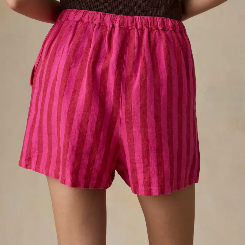 Laguna Linen Montecito Short | Sunset Pop Stripe