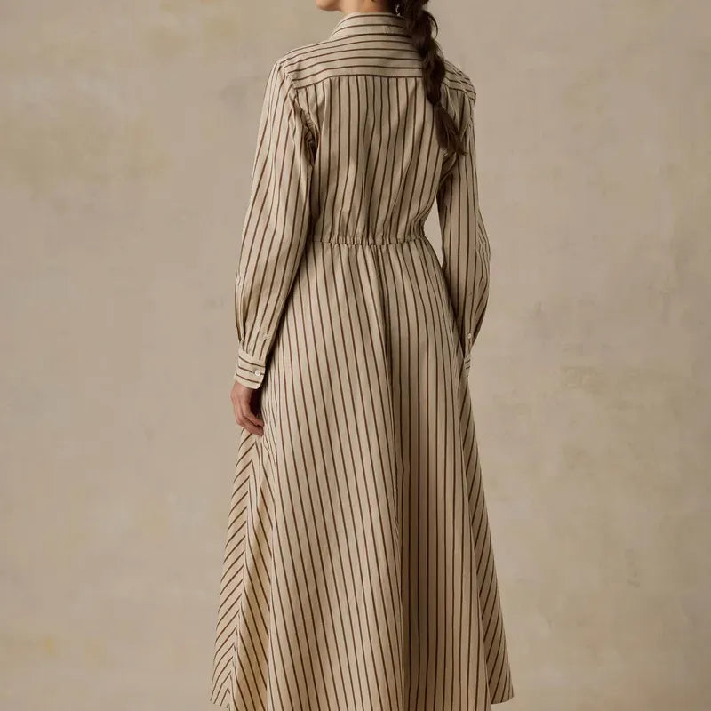 Coastal Poplin Catalina Dress | Drift Sand Stripe