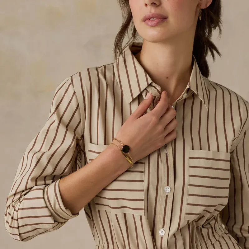 Coastal Poplin Catalina Dress | Drift Sand Stripe