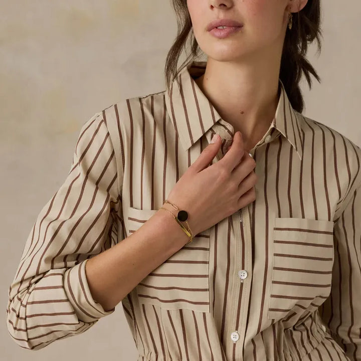 Coastal Poplin Catalina Dress | Drift Sand Stripe