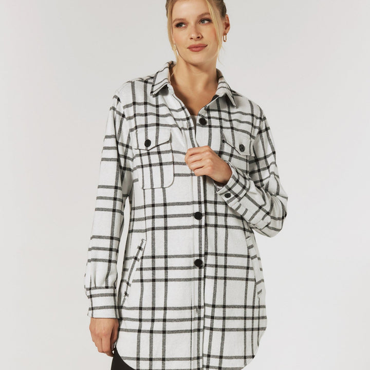 Generation Plaid Shacket | White Frost