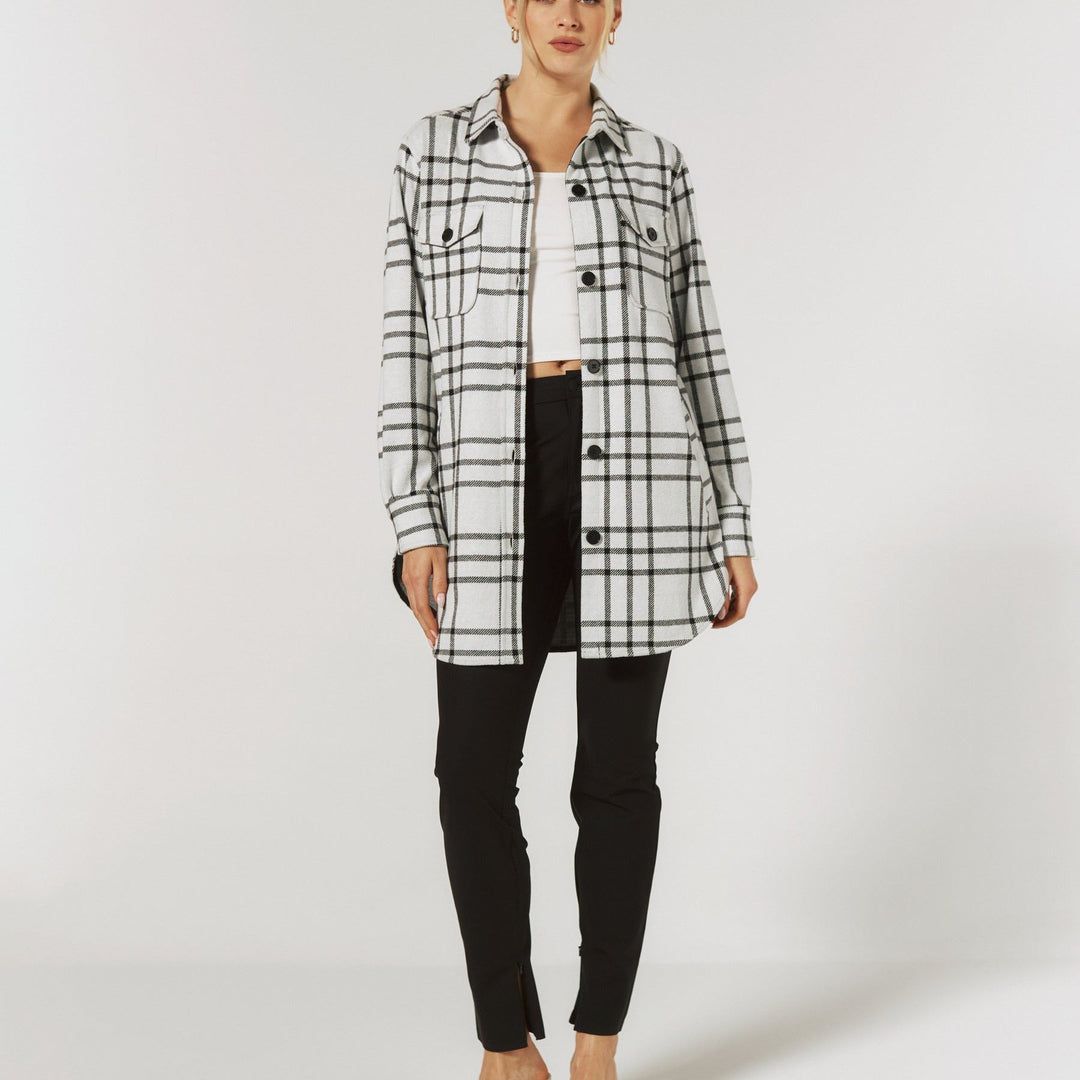 Generation Plaid Shacket | White Frost