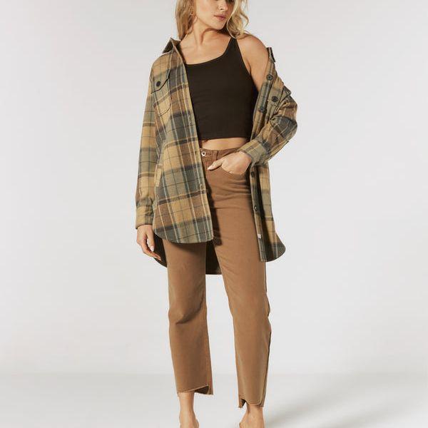 Generation Plaid Shacket | Tan