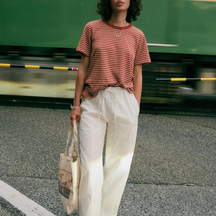 Sunwashed Regenerative Tee | Red Ochre Mini Stripe
