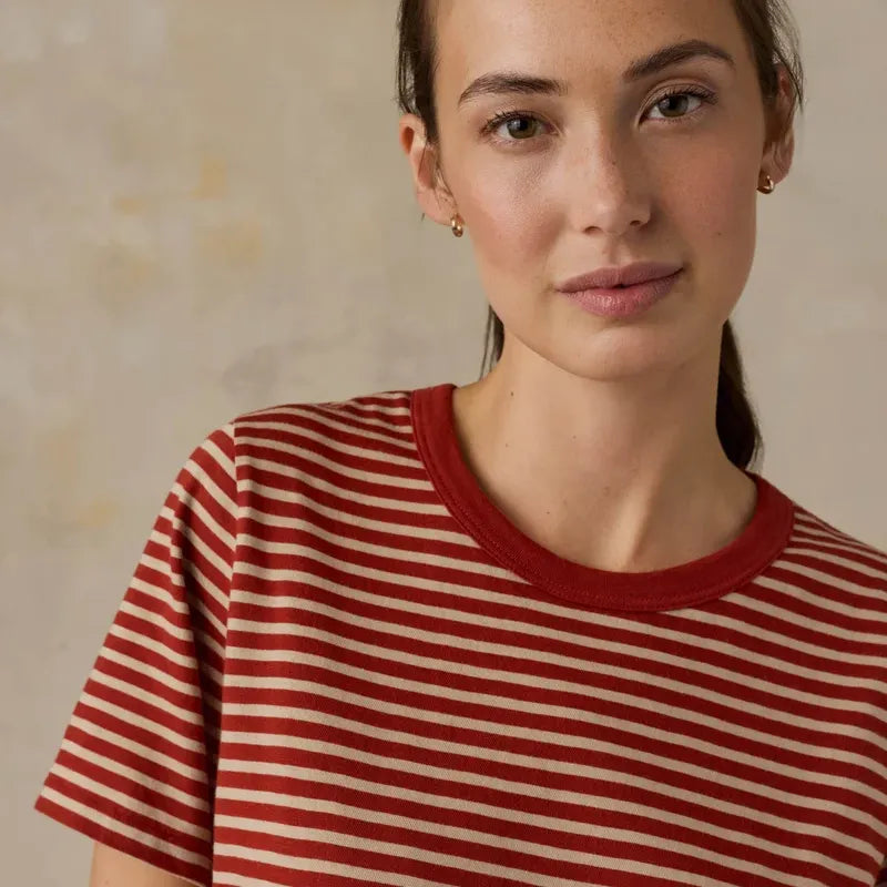 Sunwashed Regenerative Tee | Red Ochre Mini Stripe