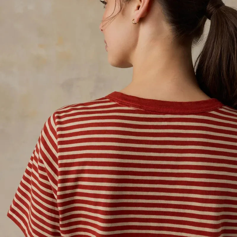 Sunwashed Regenerative Tee | Red Ochre Mini Stripe