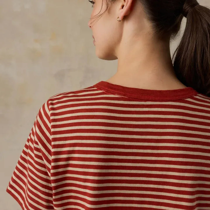 Sunwashed Regenerative Tee | Red Ochre Mini Stripe