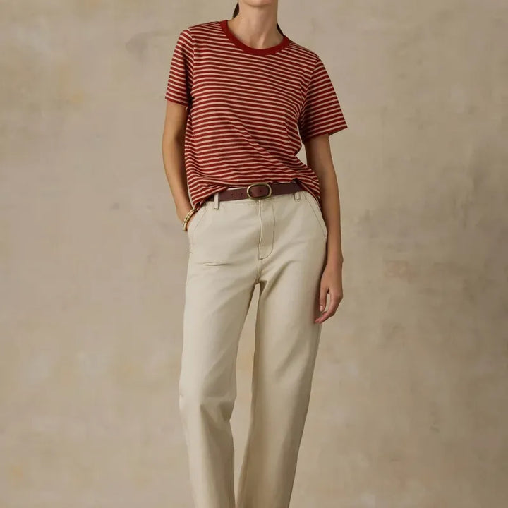 Sunwashed Regenerative Tee | Red Ochre Mini Stripe