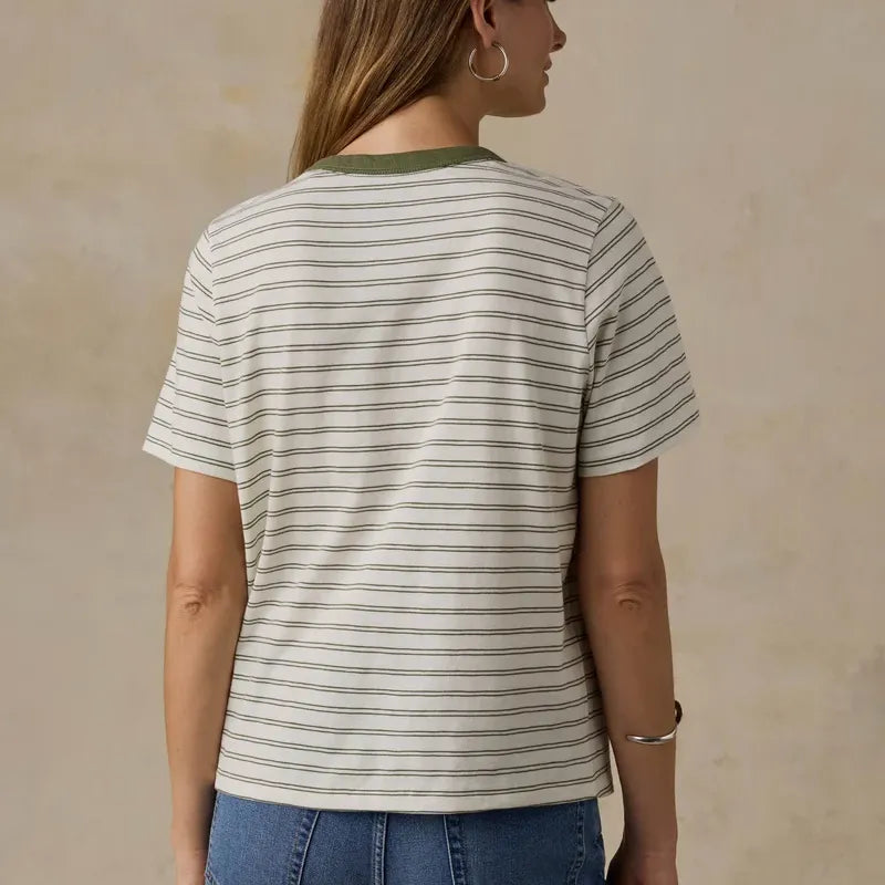 Sunwashed Regenerative Tee | Four Leaf Clover Mini Stripe