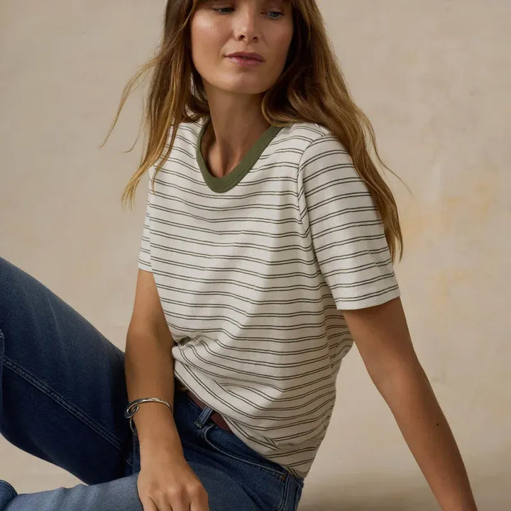 Sunwashed Regenerative Tee | Four Leaf Clover Mini Stripe