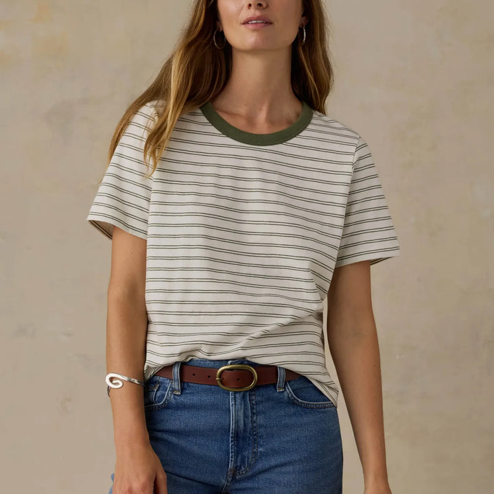 Sunwashed Regenerative Tee | Four Leaf Clover Mini Stripe