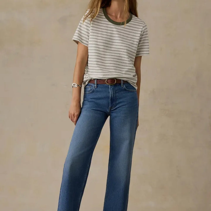 Sunwashed Regenerative Tee | Four Leaf Clover Mini Stripe
