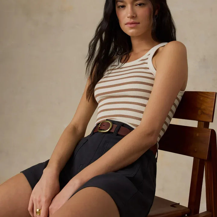 Surfside Rib Tank | Woodsmoke Stripe