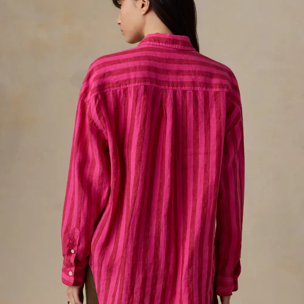 Laguna Linen Relaxed Shirt | Sunset Pop Stripe
