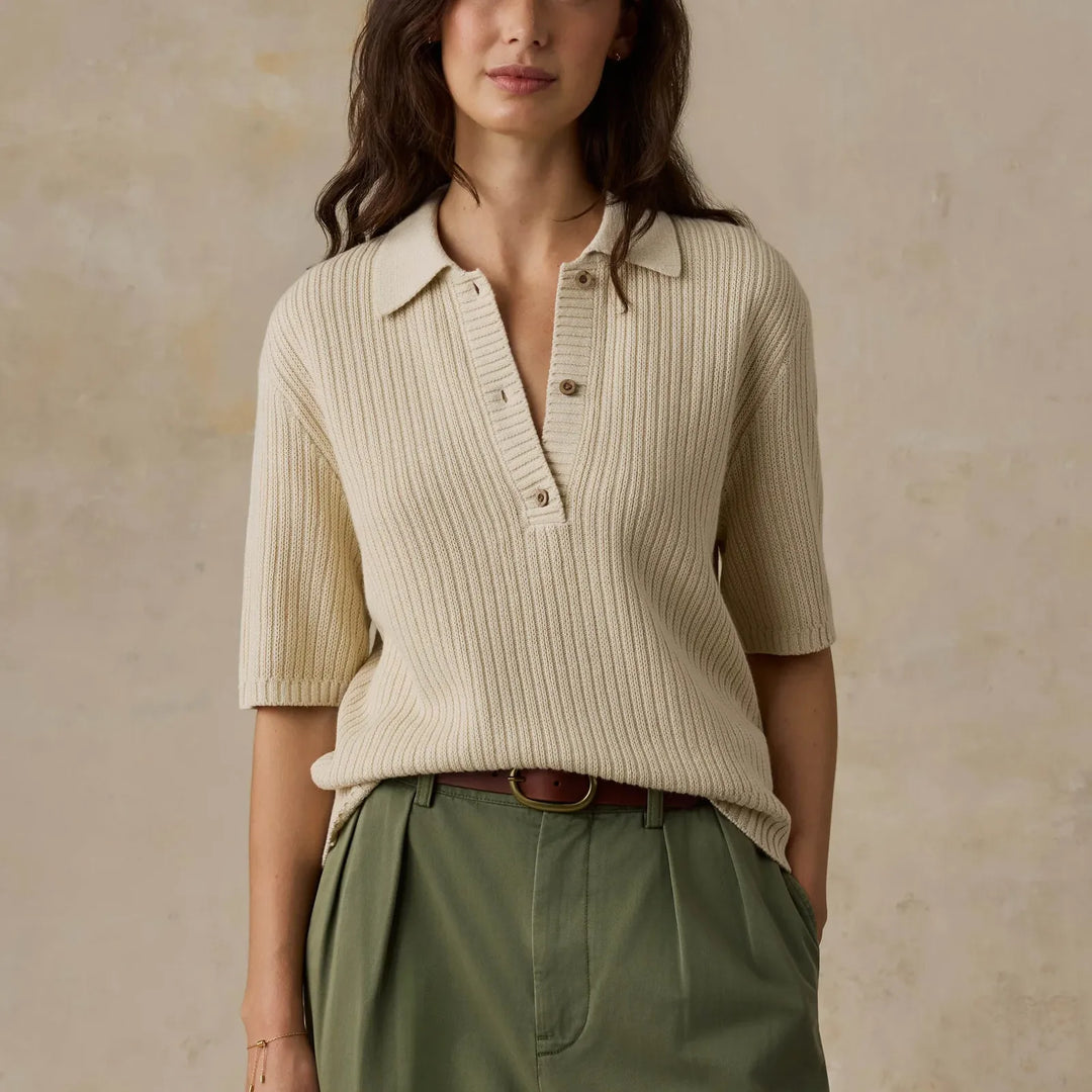 Miramar Linen Short-Sleeve Polo | Summer Sand