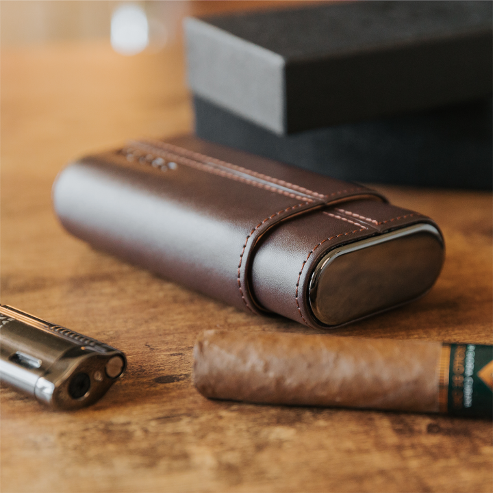 Premium 3 Cigar Travel Case | Cocoa Brown