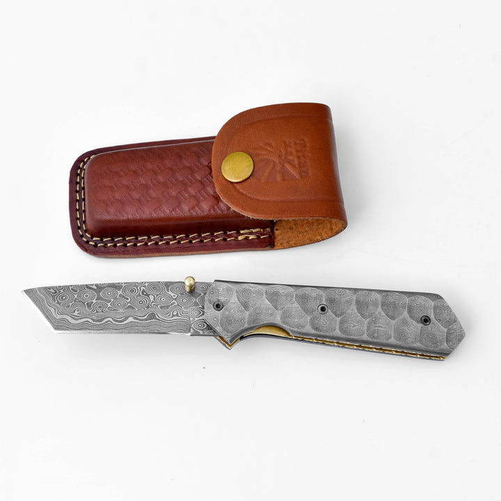 Full Damascus Steel Tanto Folding Knife