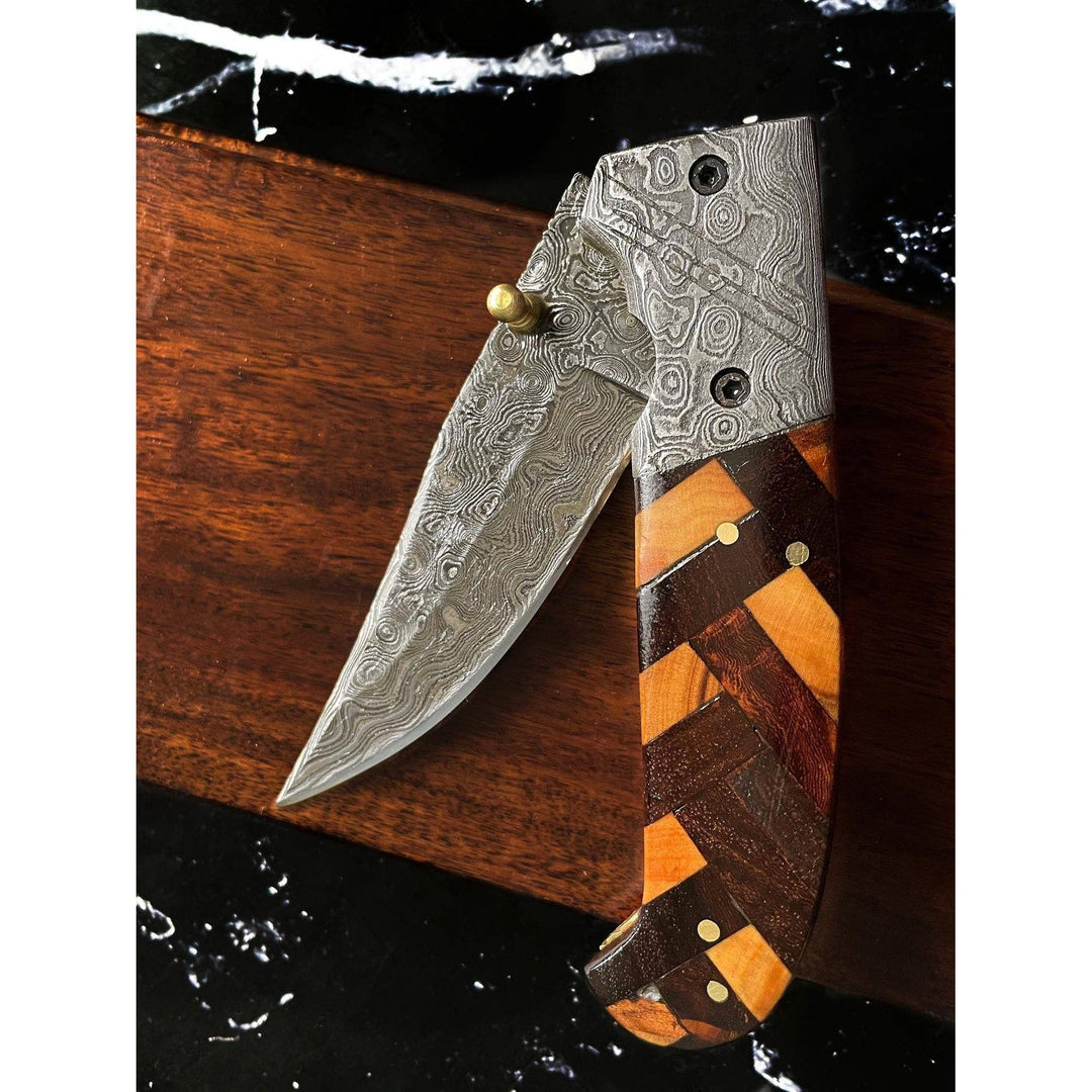 Raindrop Damascus Pocket Utility Knife