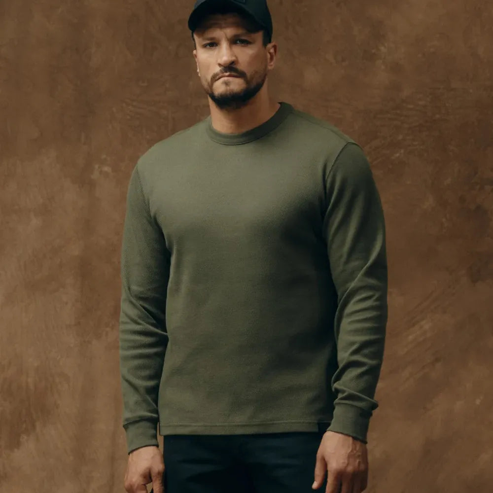 Waffle Knit Thermal Crewneck | Mossy Rock