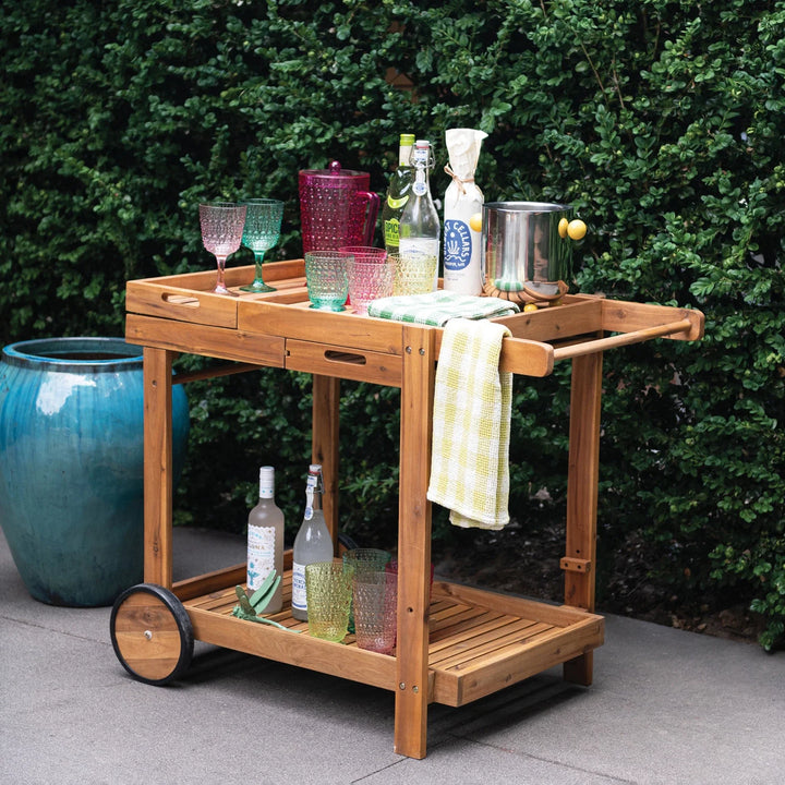 Acacia Wood Bar Cart
