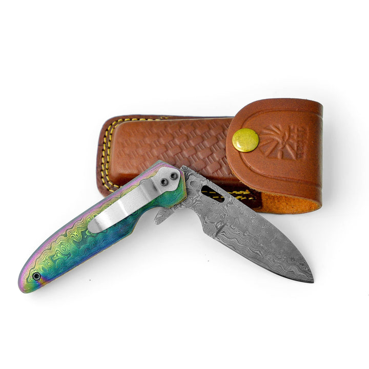 Damascus steel pocket knife Limited Run Transcendence