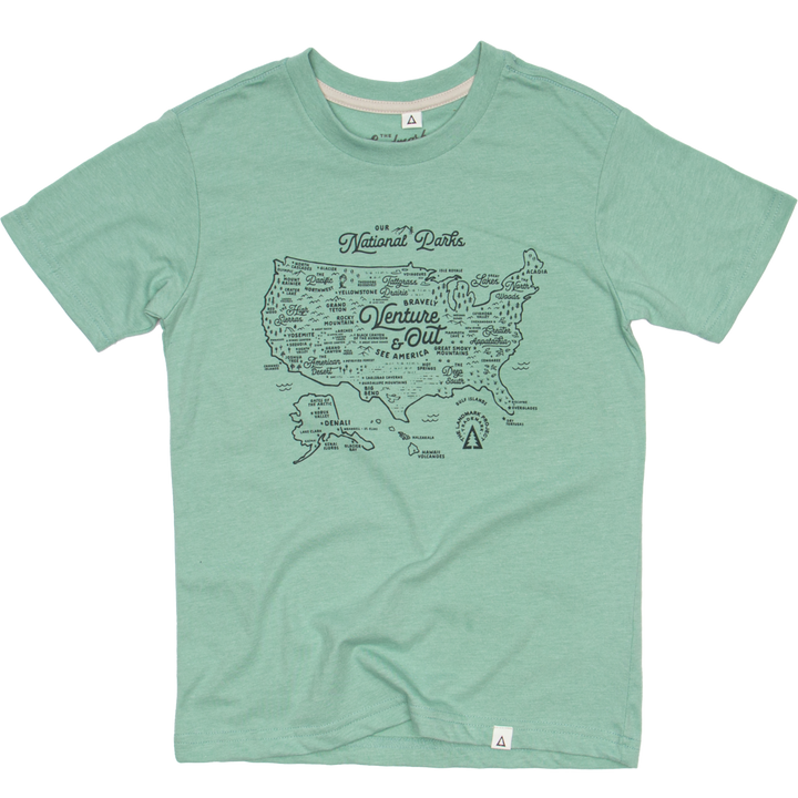 Youth National Parks Map Tee