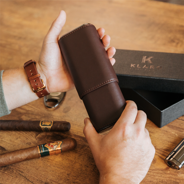 Premium 3 Cigar Travel Case | Cocoa Brown