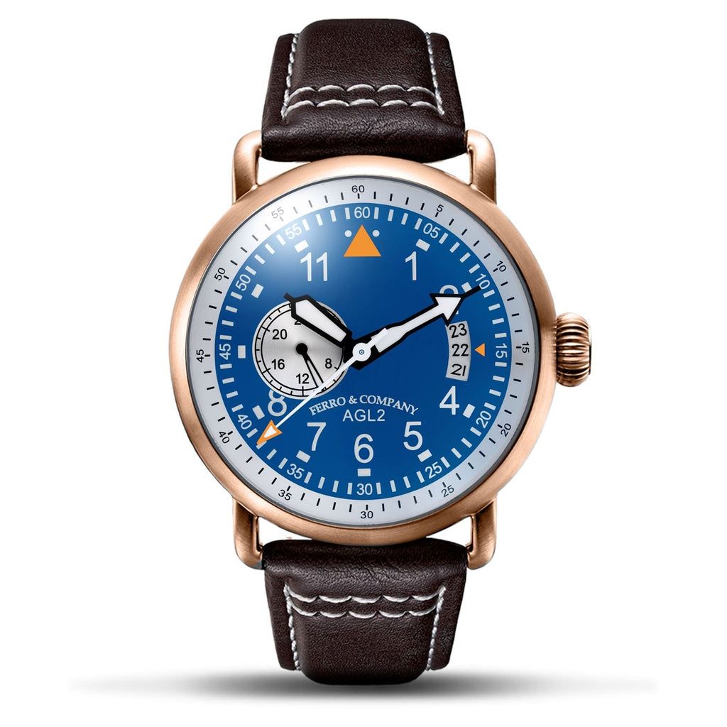 AGL 2 Blue 24hr Automatic Watch | Rose Gold